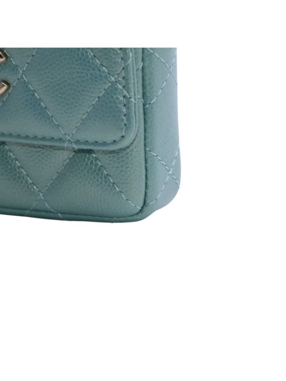 Chanel Quilted Chain Flap Coin Purse CC Logo Caviar Leather